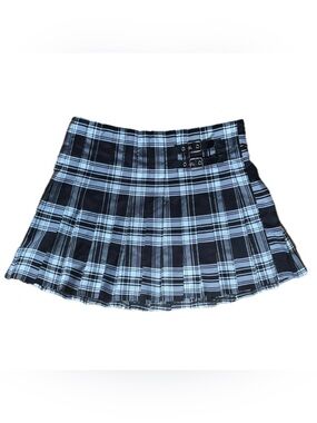 Black And White Plaid Pleated Mini Skirt JUNIORS Size XXL 19 Y2K School Girl